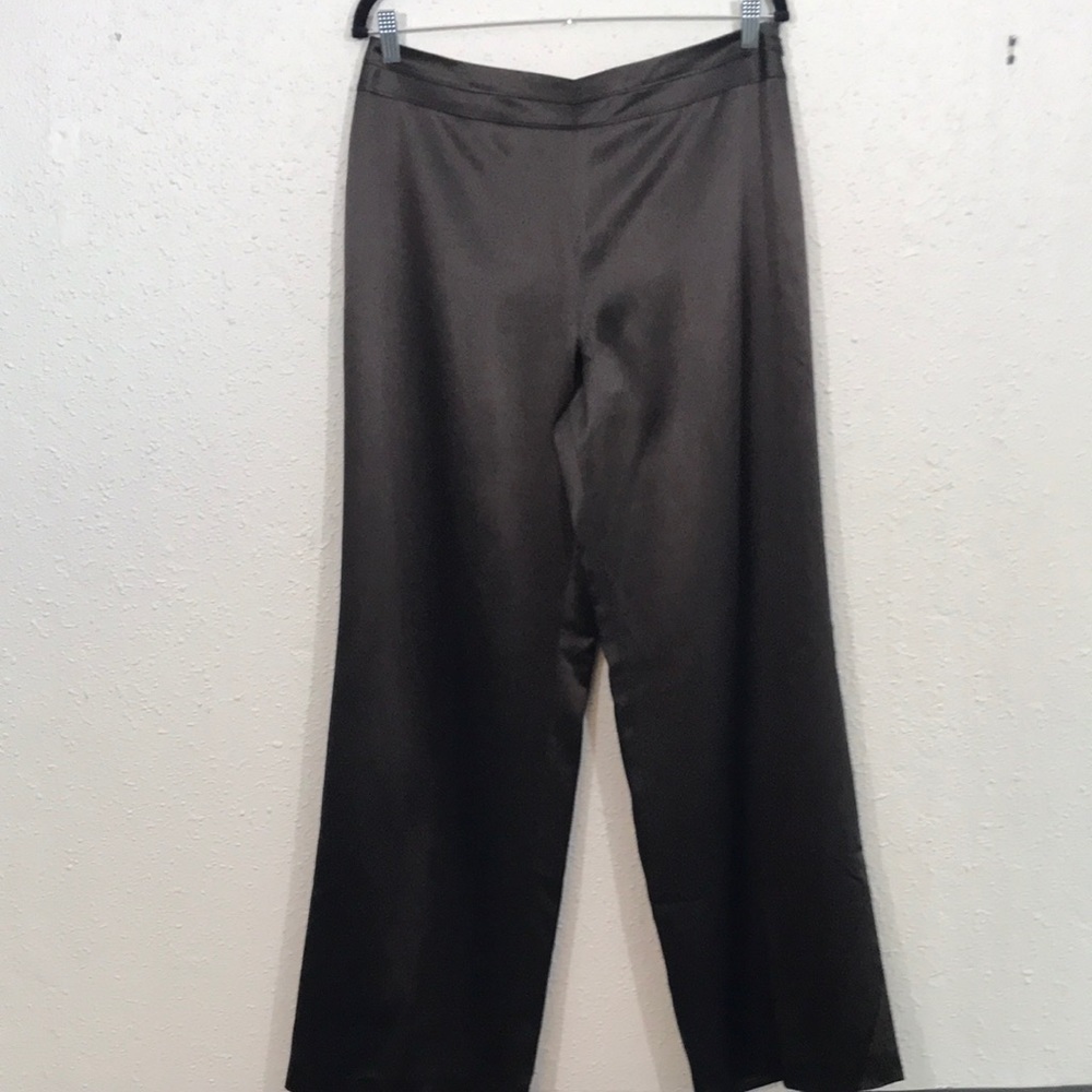 Talbots Pure Silk Wide Leg Brown Side Zip Fully Lined Wide Waist Band Slacks